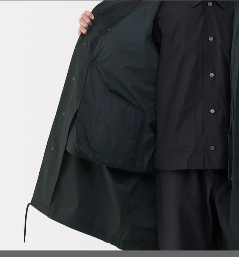 【えだまめ】【新品】【美品】無印良品 フード付きモッズコート XL　黒