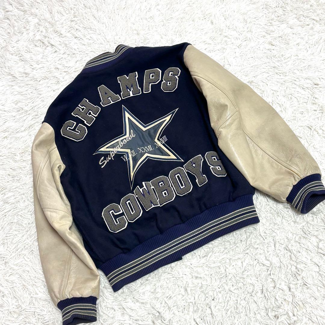 ✨希少✨NFL ダラスカウボーイズ 　　L　紺 スタジャン スーパーボウル記念