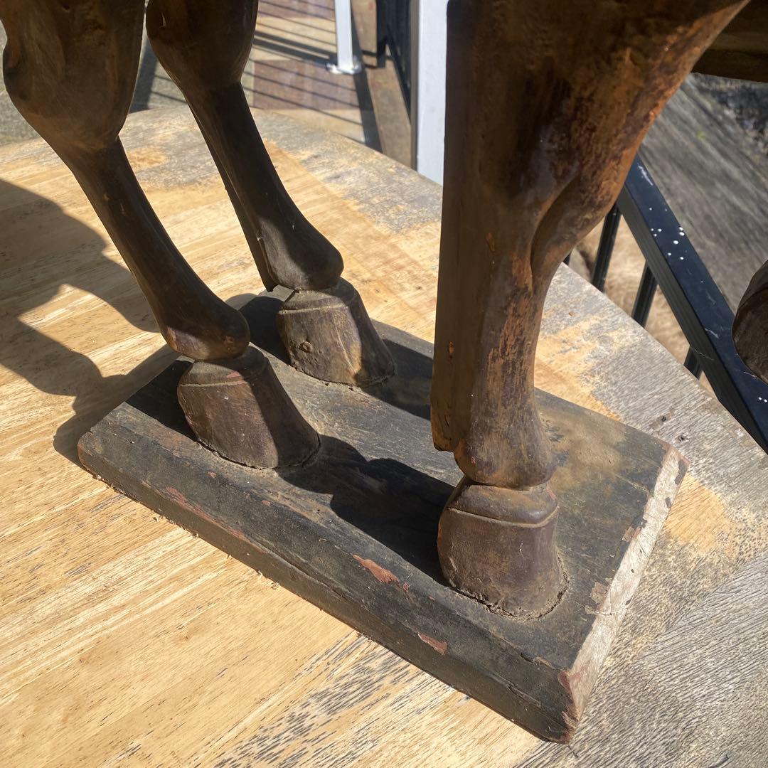 中国美術　古玩　木彫　木製　馬　インテリア　飾り馬