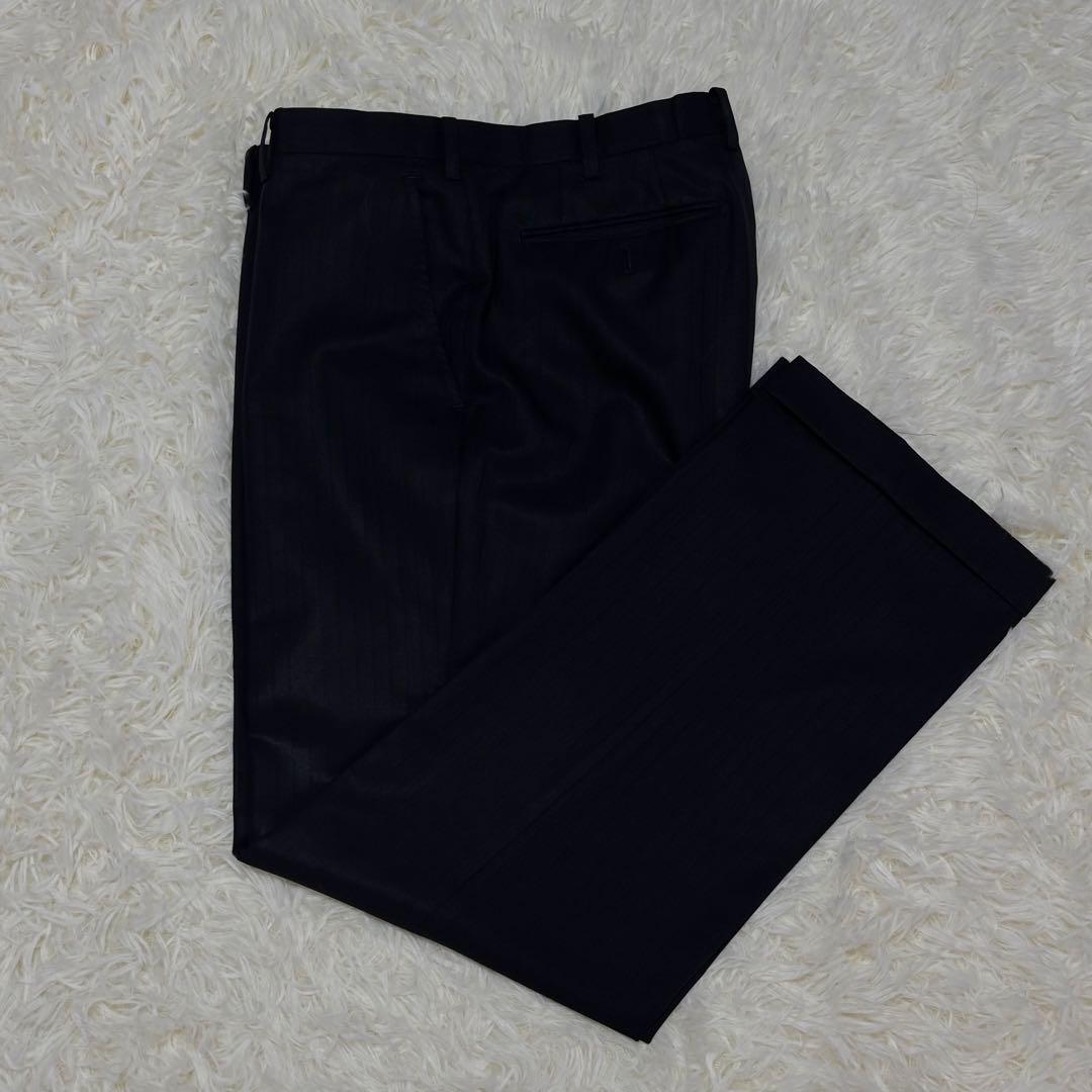 【人気】バーバリーブラックレーベル☆ストライプスーツ　裏地派手 ウール780