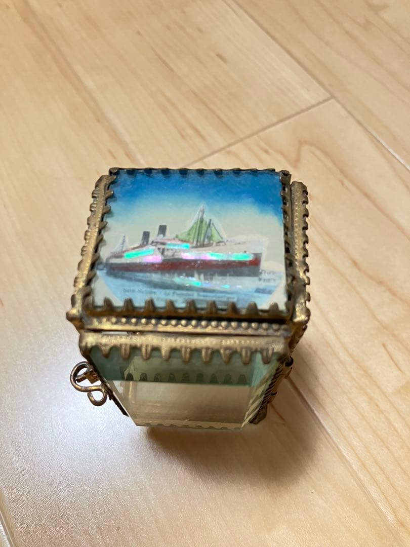 フランス　アンティーク　ガラス　ジュエリーボックス　ケース　ブロカント　蚤の市