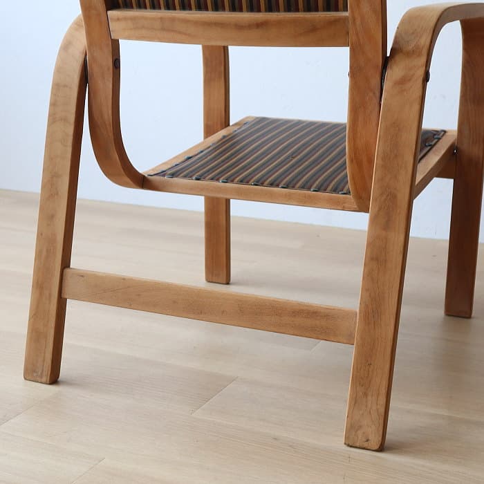 アンティーク 秋田木工 肘付イス ジャパニーズヴィンテージ ブナ材 剥離