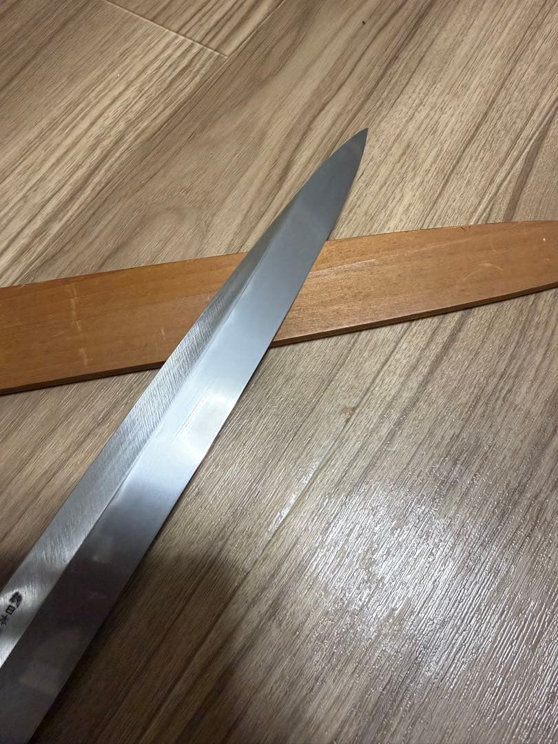 有次　柳刃包丁　本焼　尺　鞘付き　天然砥石研ぎました