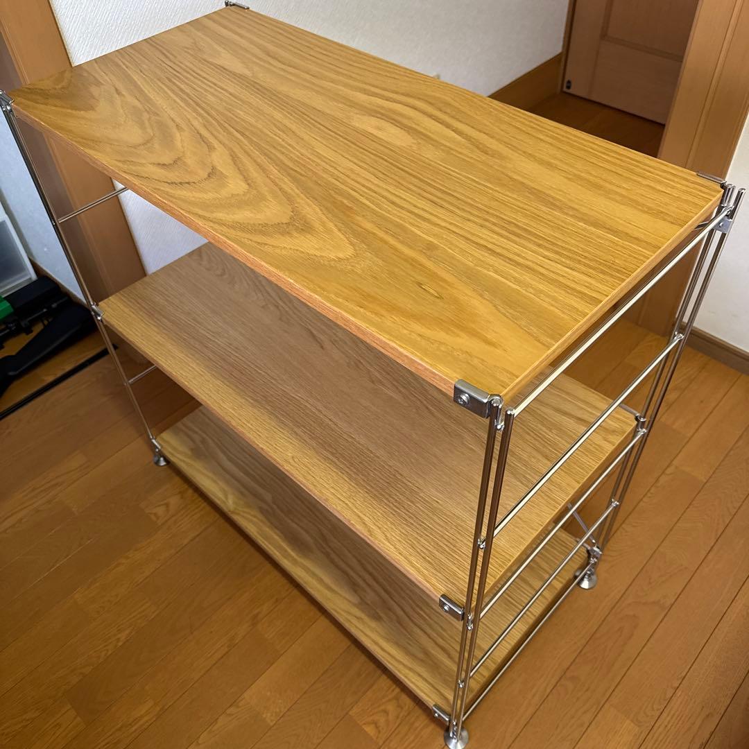 無印良品 ステンレスユニットシェルフ オーク材　ワイド 小 3段