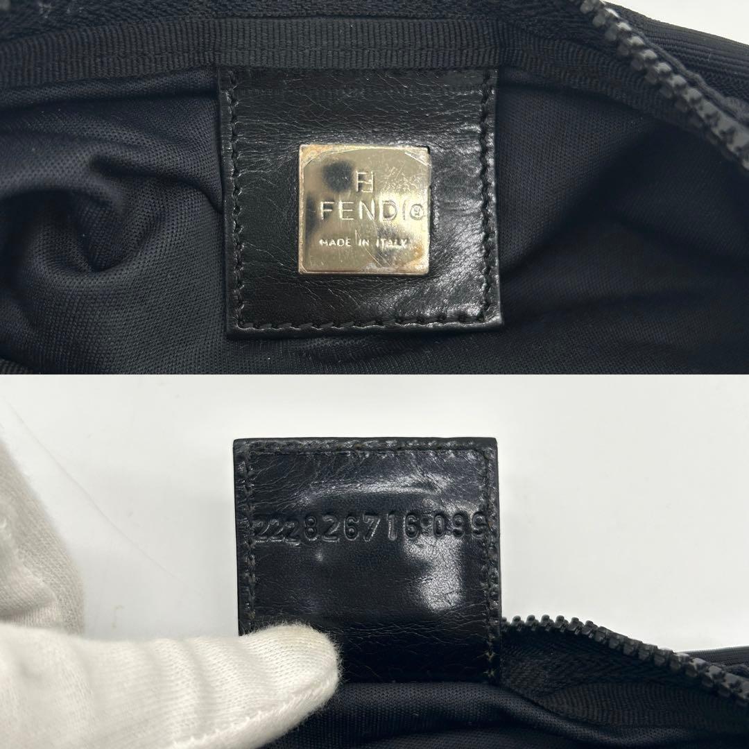 【美品】フェンディ ズッカ ボディバッグ ウエストポーチ ズッカ ナイロン 黒