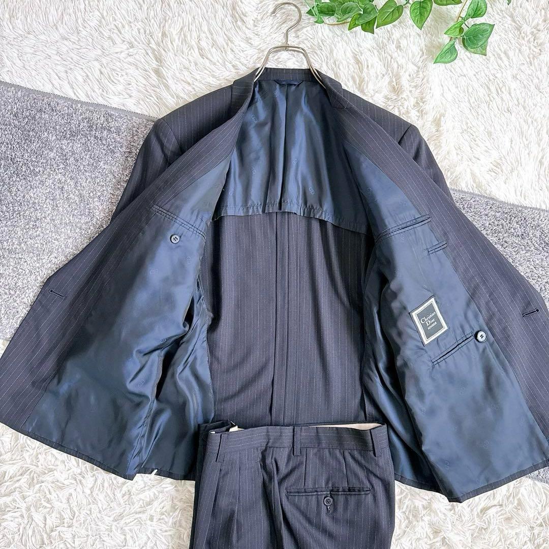 オールド　ディオール セットアップ　スーツ　ストライプ柄　ダブルボタン　ブラック