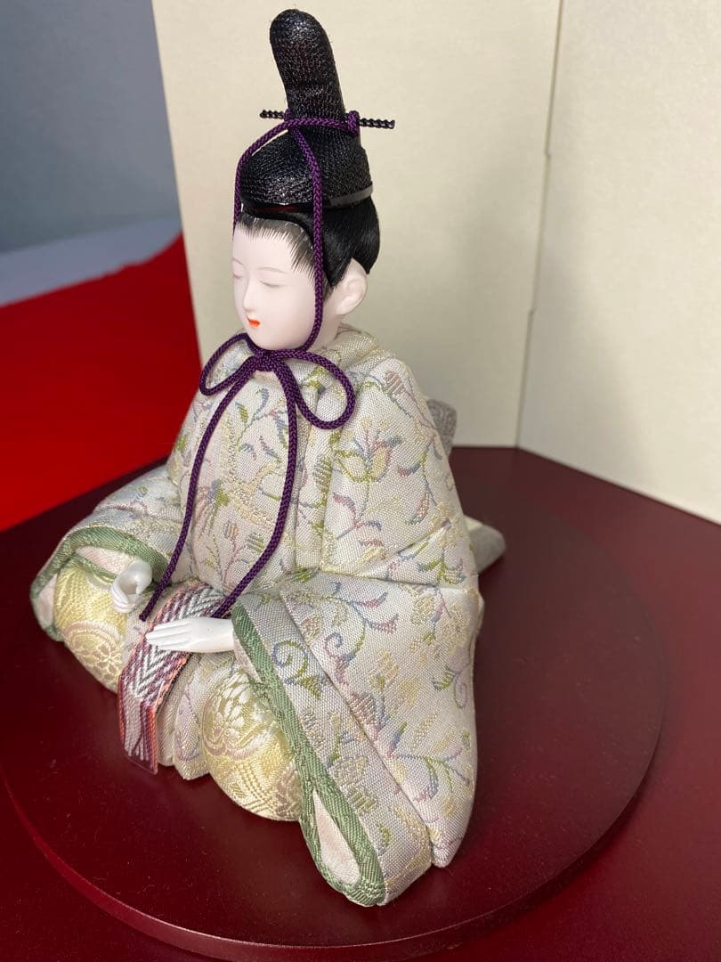一秀作　江戸木目込人形　雛人形　親王平飾り・間口約４５×奥行約３０×高さ約３２㎝