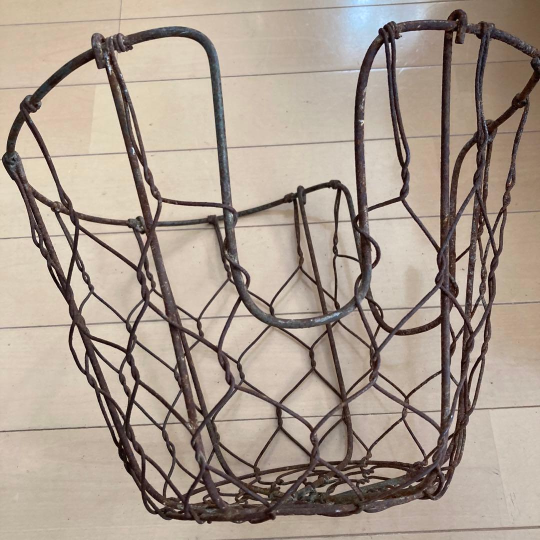 フランスアンティーク ワイヤー籠 鉄製