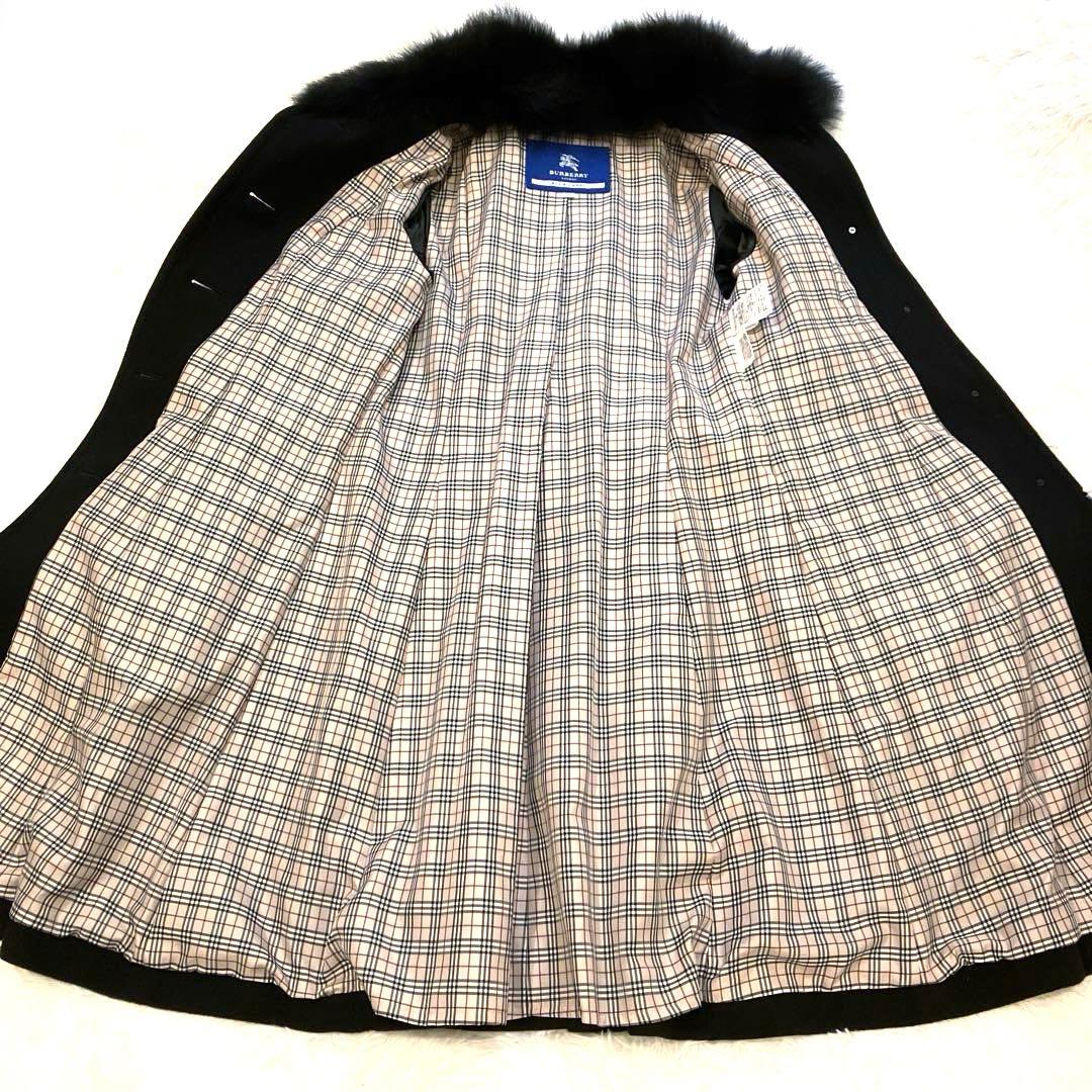 美品　バーバリープルーレーベル　アンゴラ3way ファー付コート　ブラック　38