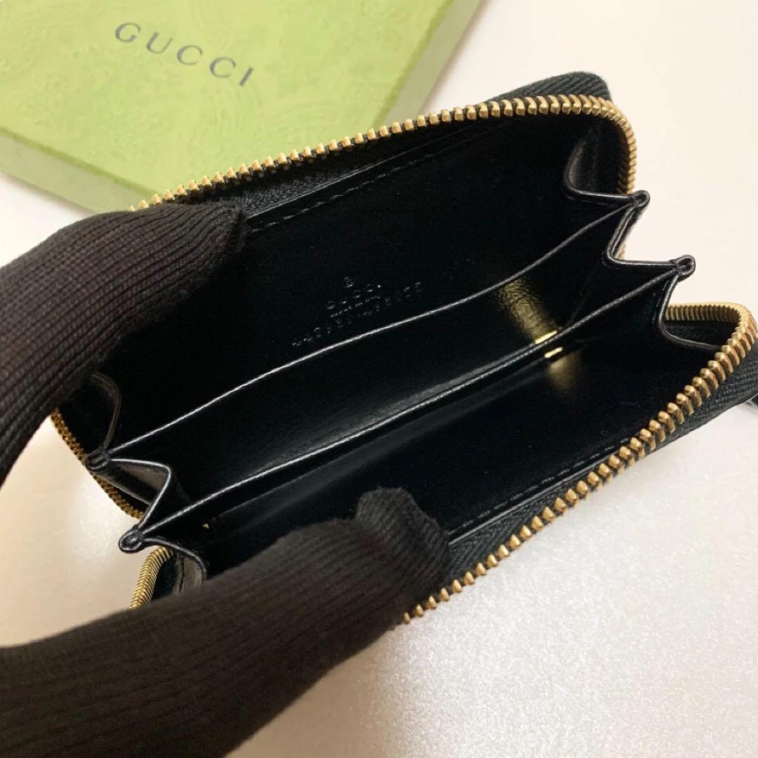 ✨未使用品✨グッチ ケース カードケース シマ レザー 黒 財布