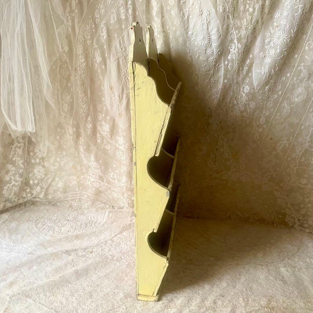 木製レターラック　ポストカードホルダー　オリジナルペイント　フランスアンティーク