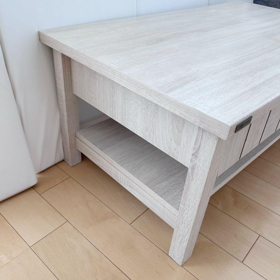 佐藤産業　姫家具　ローテーブル　センターテーブル　ホワイト　アンティークシャビー