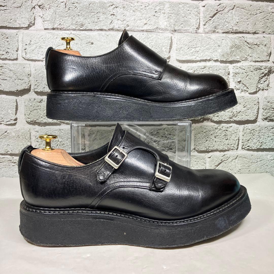 【人気デザイン】KIDS LOVE GAITE ダブルモンク レザー 黒 厚底