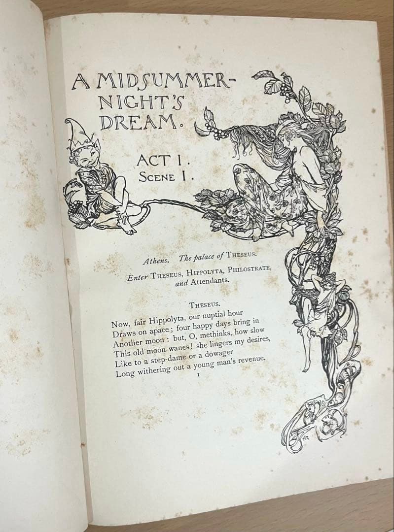 No.305アンティーク洋書 古書　アーサー·ラッカム　真夏の夜の夢　妖精