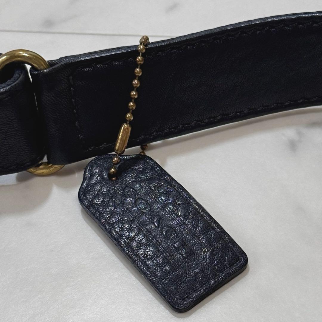 【良品】COACH コーチ ビンテージ ショルダーバッグ レザー ダークネイビー