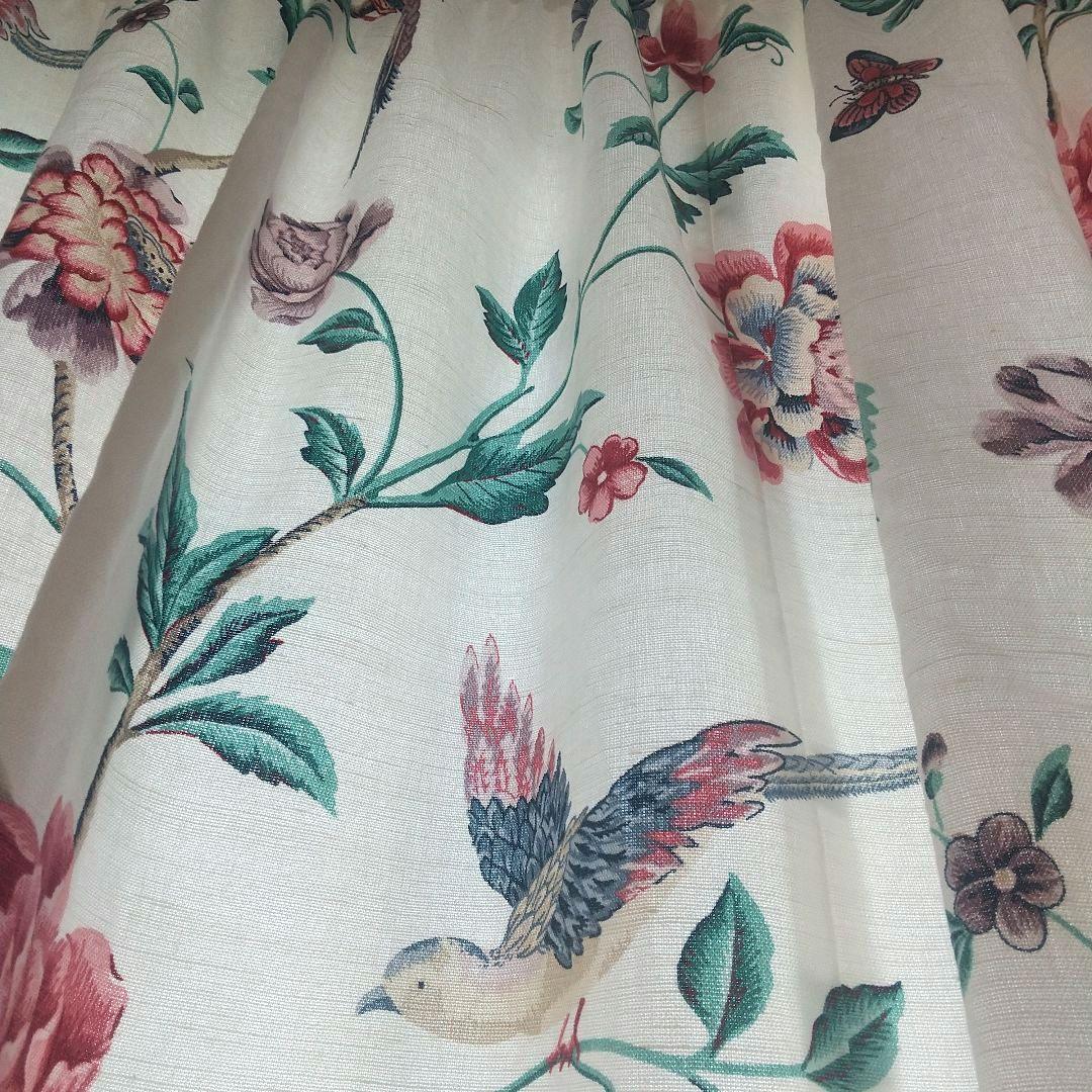 ローラアシュレイ エルベデンクリムゾン ハンドメイドカーテン ペンシルプリーツ