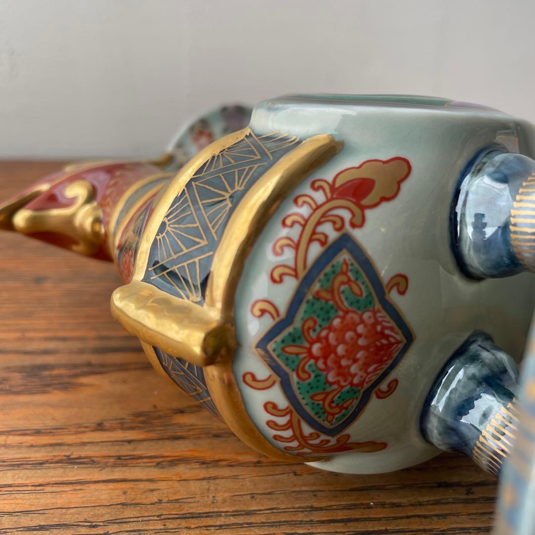 林九郎　古伊万里風　波佐見焼　花器　花瓶　一輪挿し　東洋骨董風　シノワズリ　鳳凰