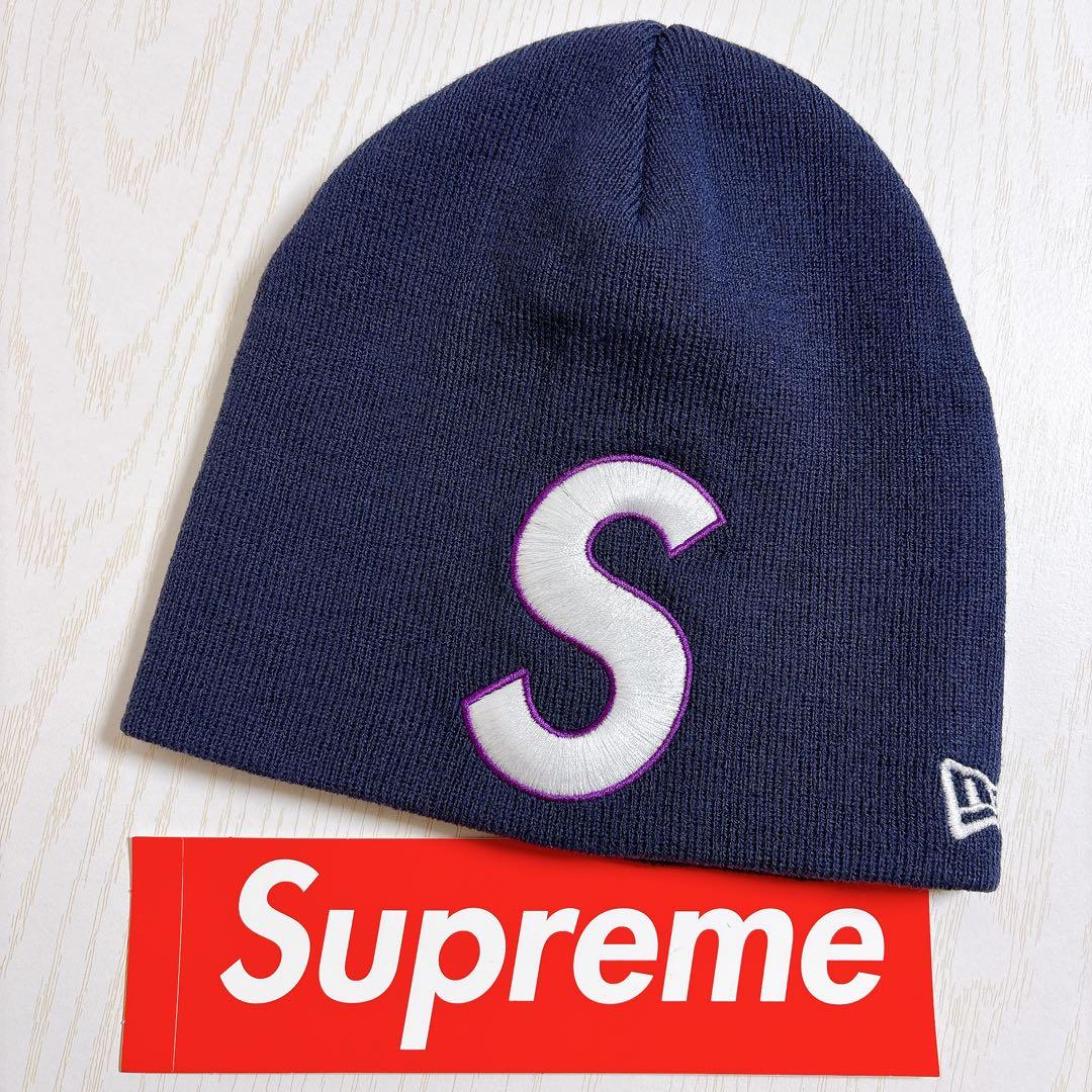 Supreme NEW ERA ニット帽　ビーニー　Sロゴ ネイビー　紺