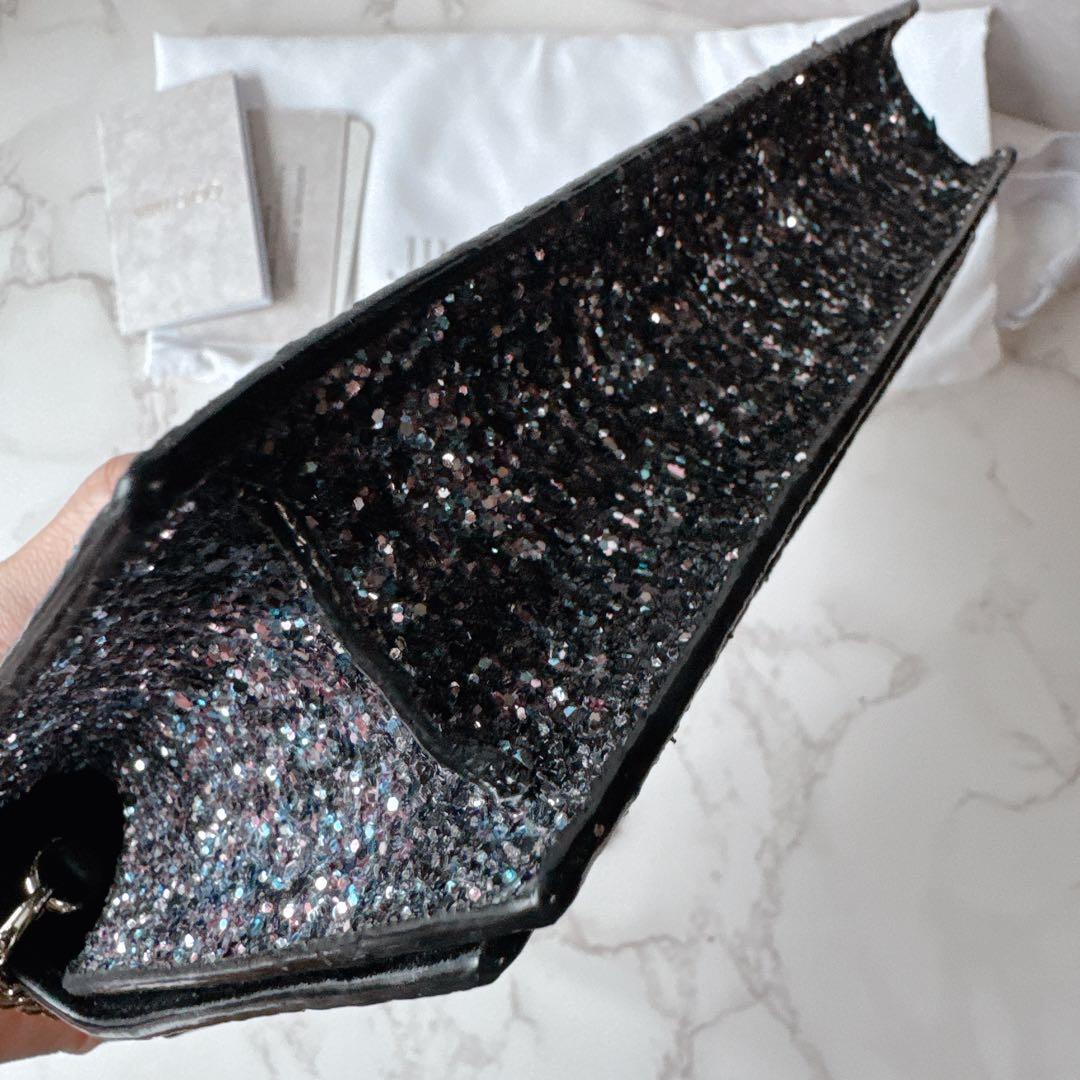 ジミーチュウ Jimmy Choo LILIA グリッターチェーンクラッチバッグ