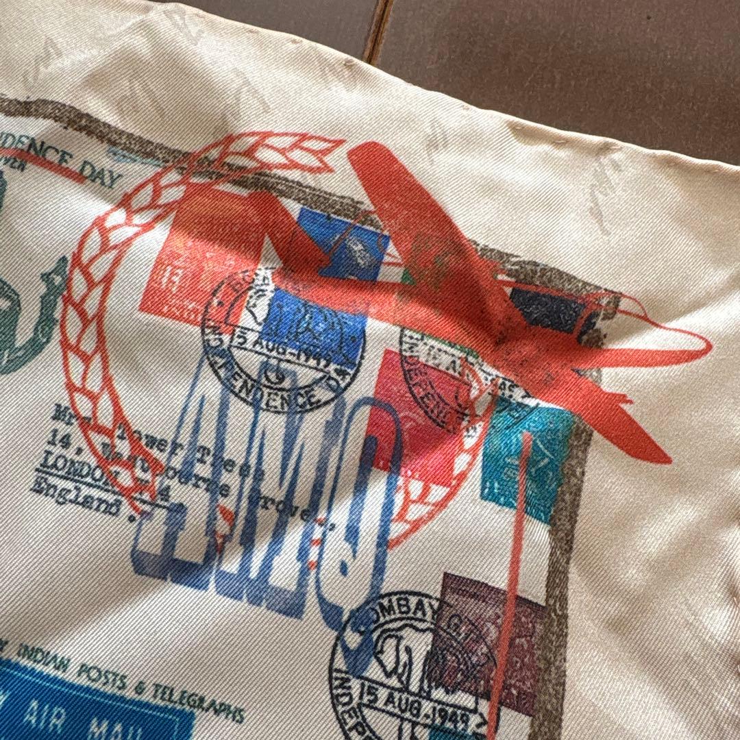 アレキサンダーマックイーン　シルクポケットチーフ　スカル　ミニスカーフ　虎　切手