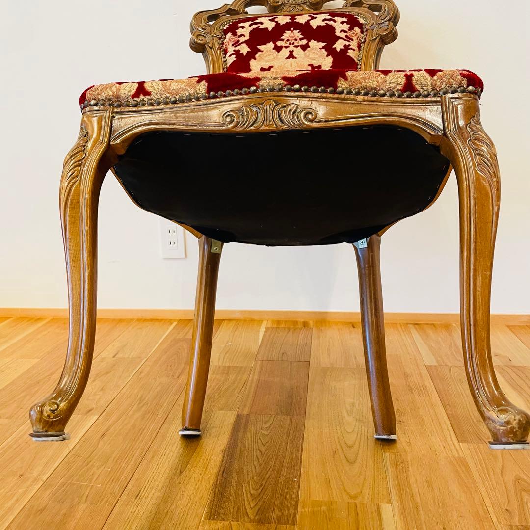 イタリア ダイニングチェア 金華山 赤 金 猫脚 椅子 ヨーロピアン ロココ ④