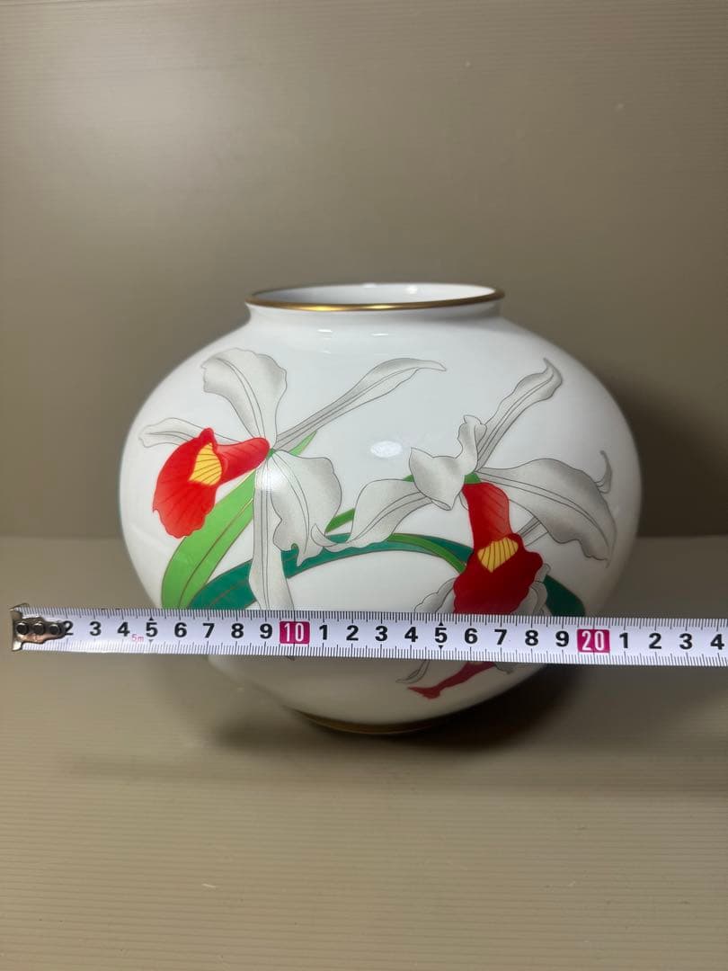 2151 香蘭社　カトレア　花瓶　金彩　未使用