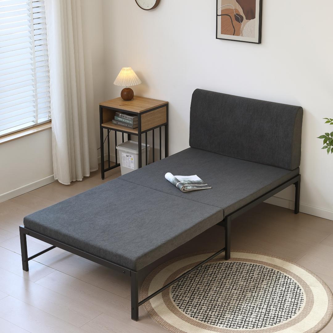 【厚さ 5cm】高反発マットレス シングル S 二つ折り 背もたれ付き