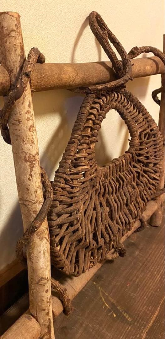 694 自然素材　看板　葡萄籠　葡萄籠ツル細工　花生け　ガーデンニング　かご