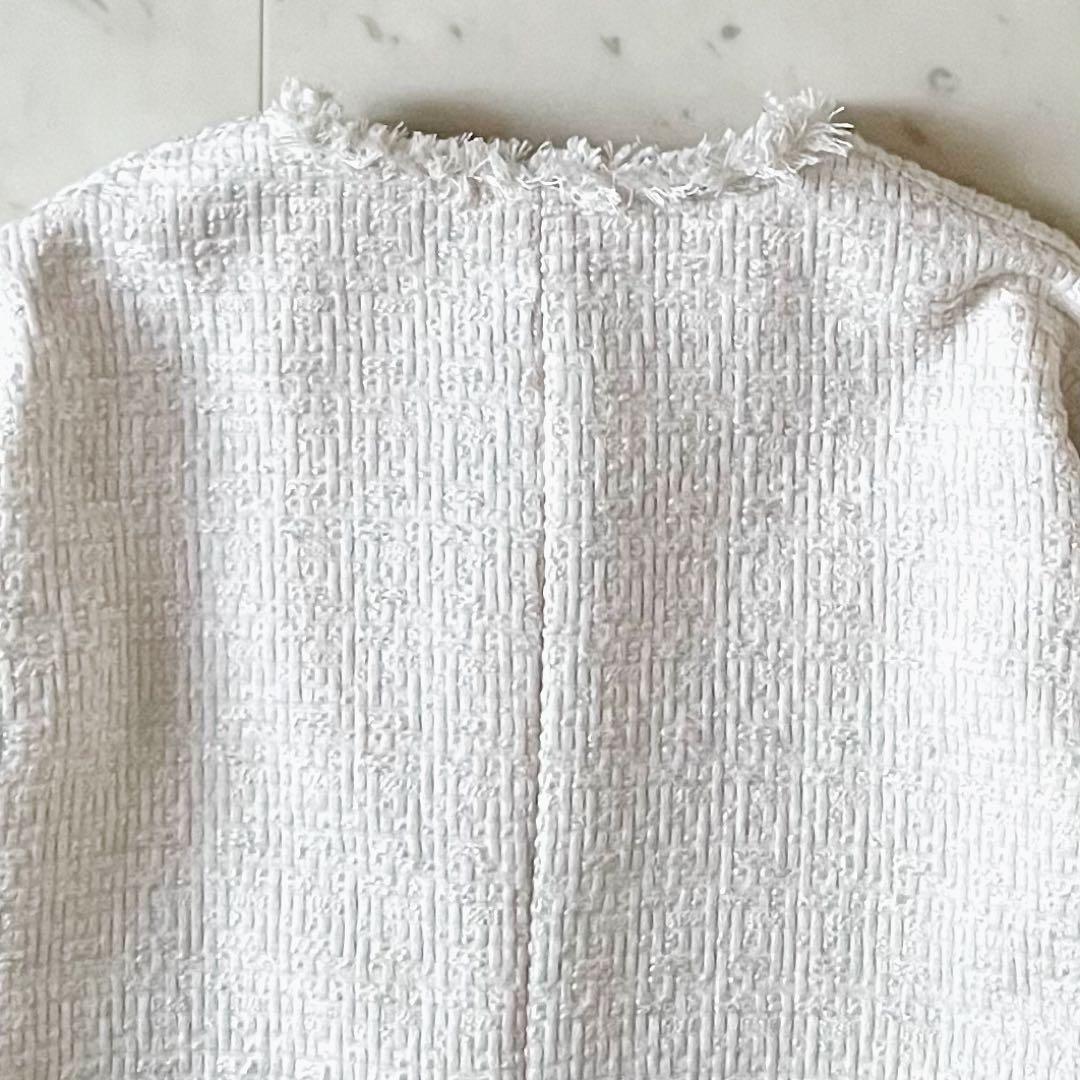 美品♪シップスエニィ スラブツイードショートジャケット F オフホワイト白 長袖