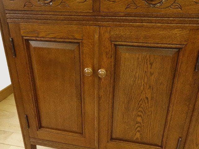 勇峰工芸　雅　花柄キャビネット1100　ナラ材家具　 旭川家具　再塗装済ＵＳＥＤ