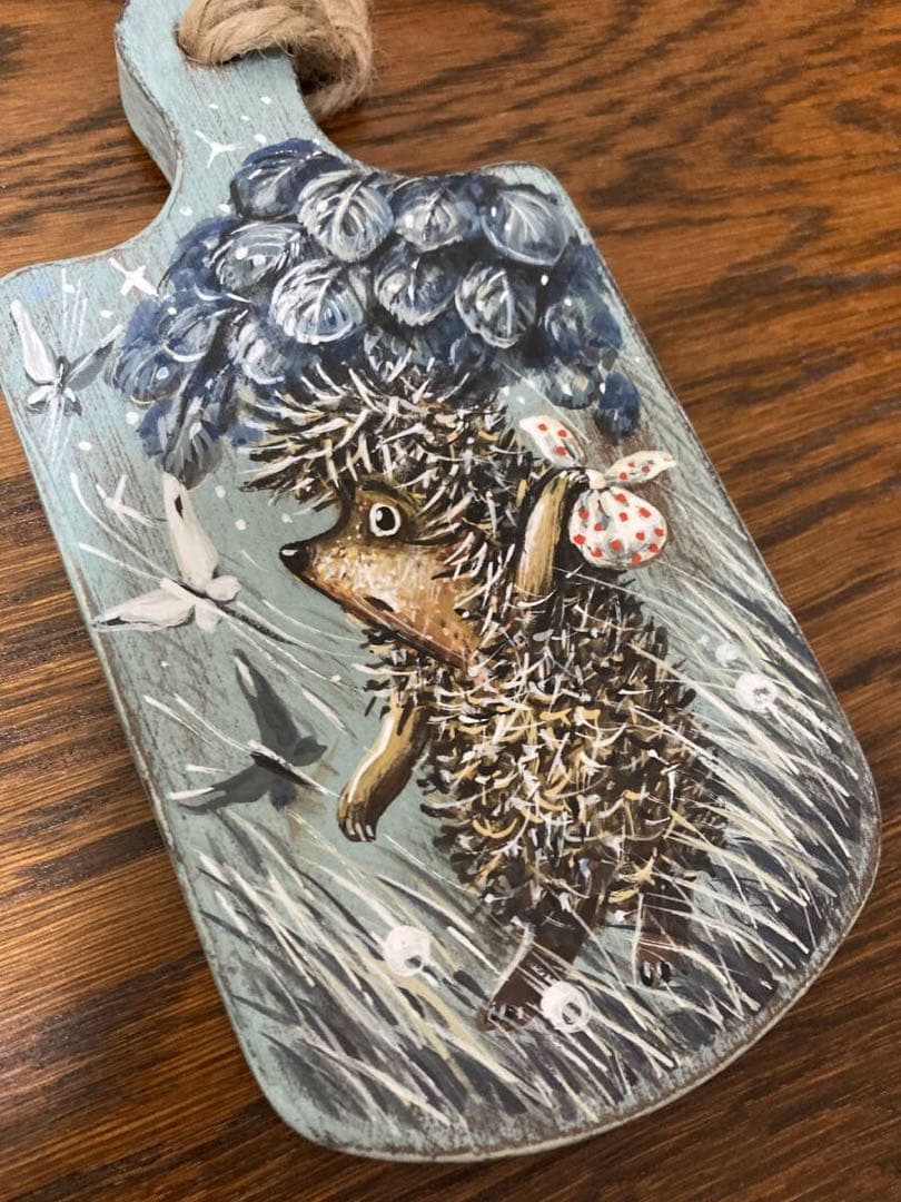 ロシア雑貨☆『霧の中のハリネズミ』木製壁掛け飾り マトリョーシカ ガリーナ作