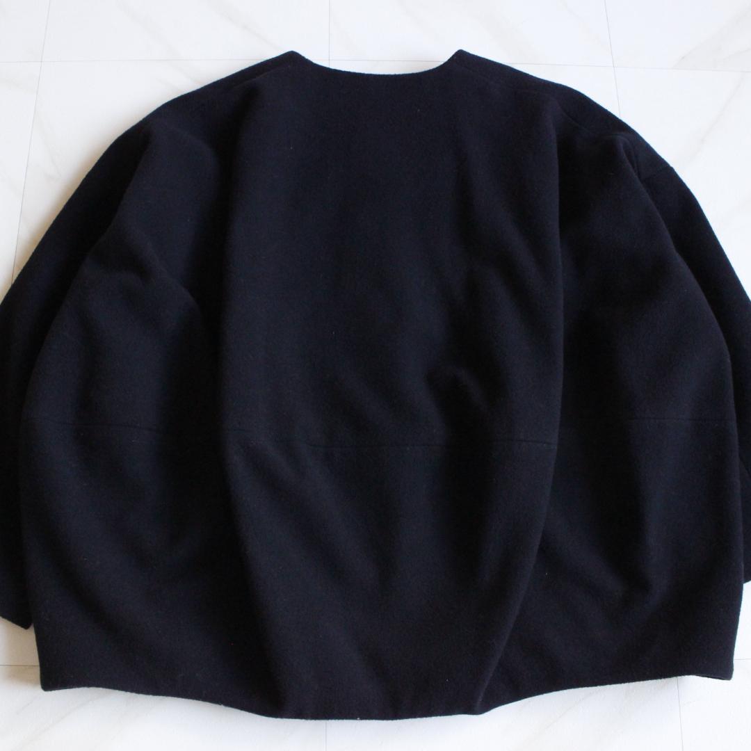 BEADSLEY 後ろぷっくりウールショートコート Fサイズ ネイビー