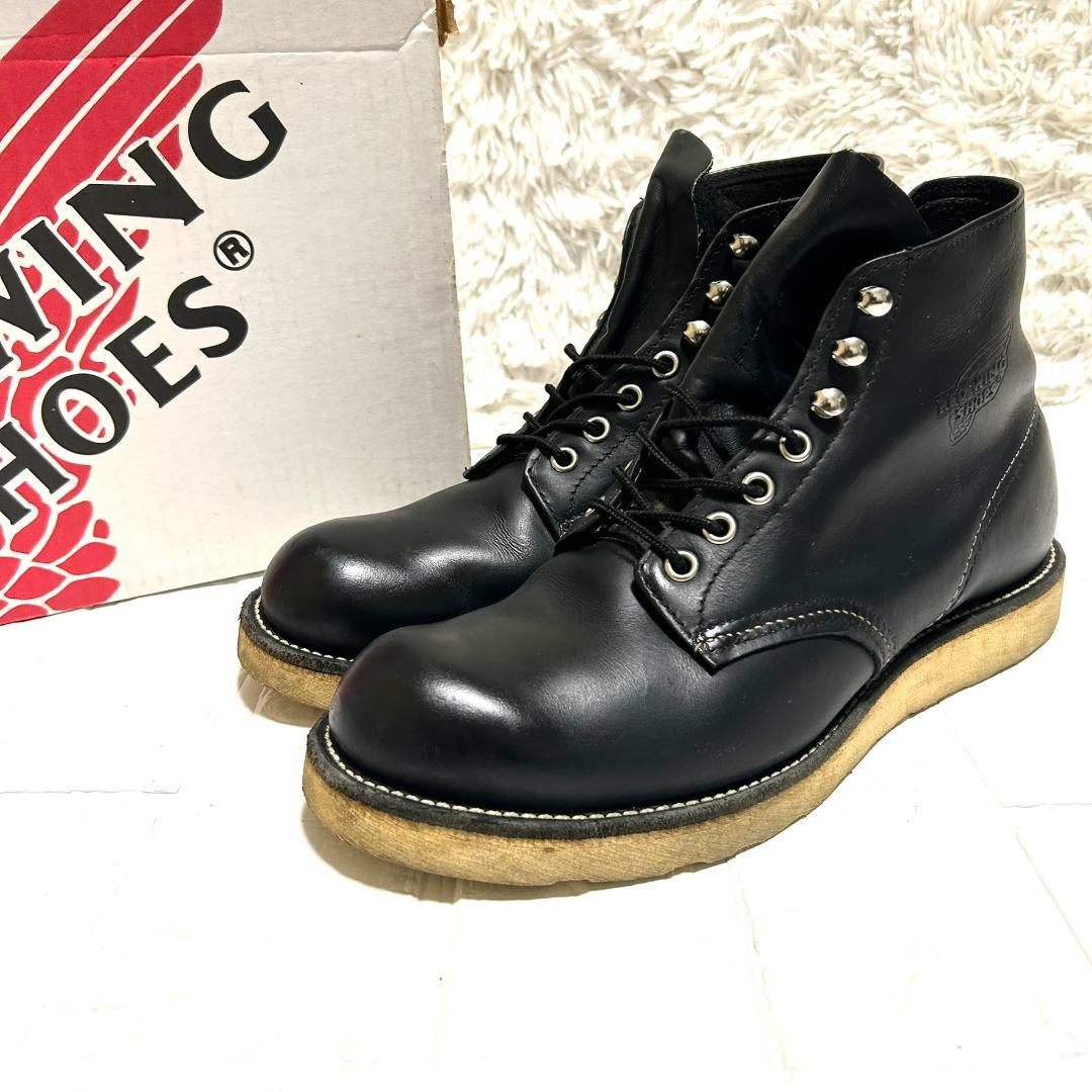 美品　レッドウィング　８１６５　26.5D プレーントゥ　箱付き　黒　レザー