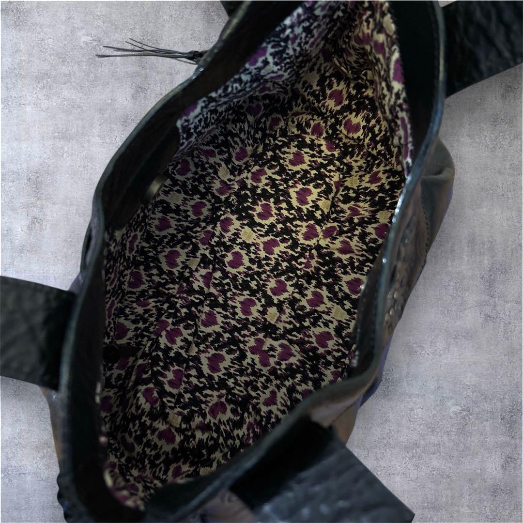 ANNA SUI アナスイ　本革レザー　フリンジ　スタッズ　蝶　ブラック　y2k