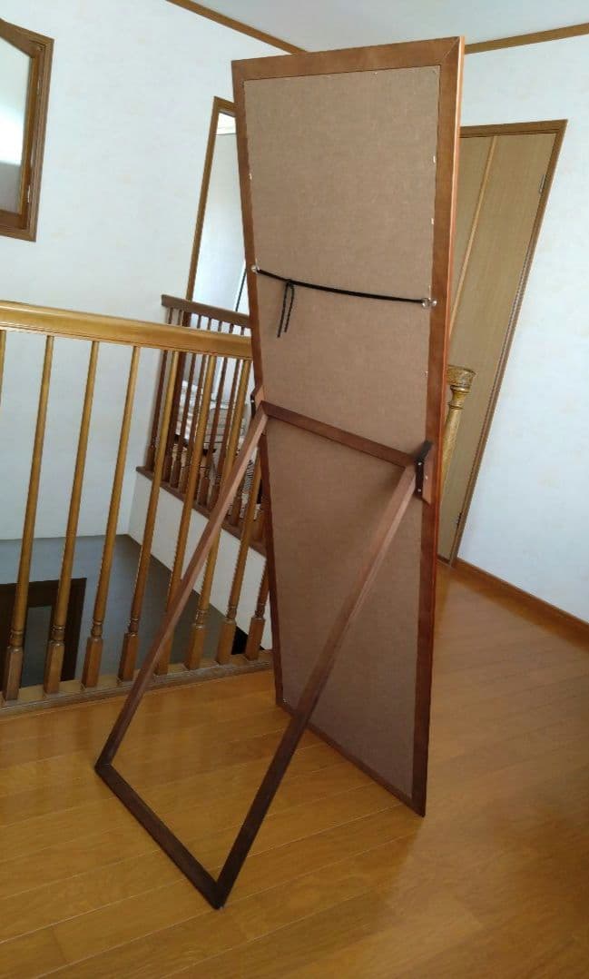 【新品未使用】大型ブラウンスタンドミラー　姿見全身　スタンド＆固定ひも　ヤマソロ