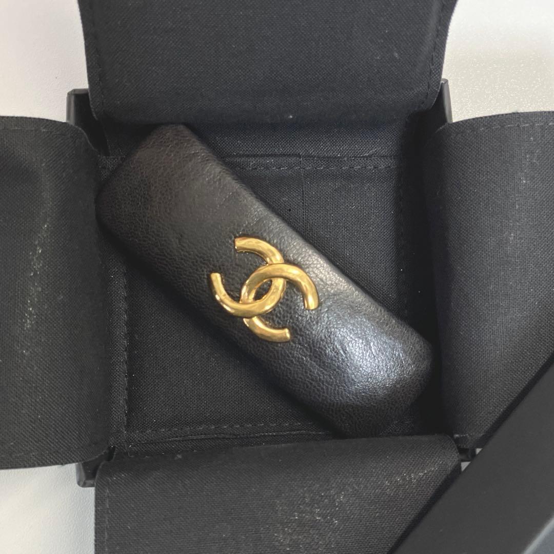 CHANEL シャネル レザー バレッタ ココマーク 箱付き