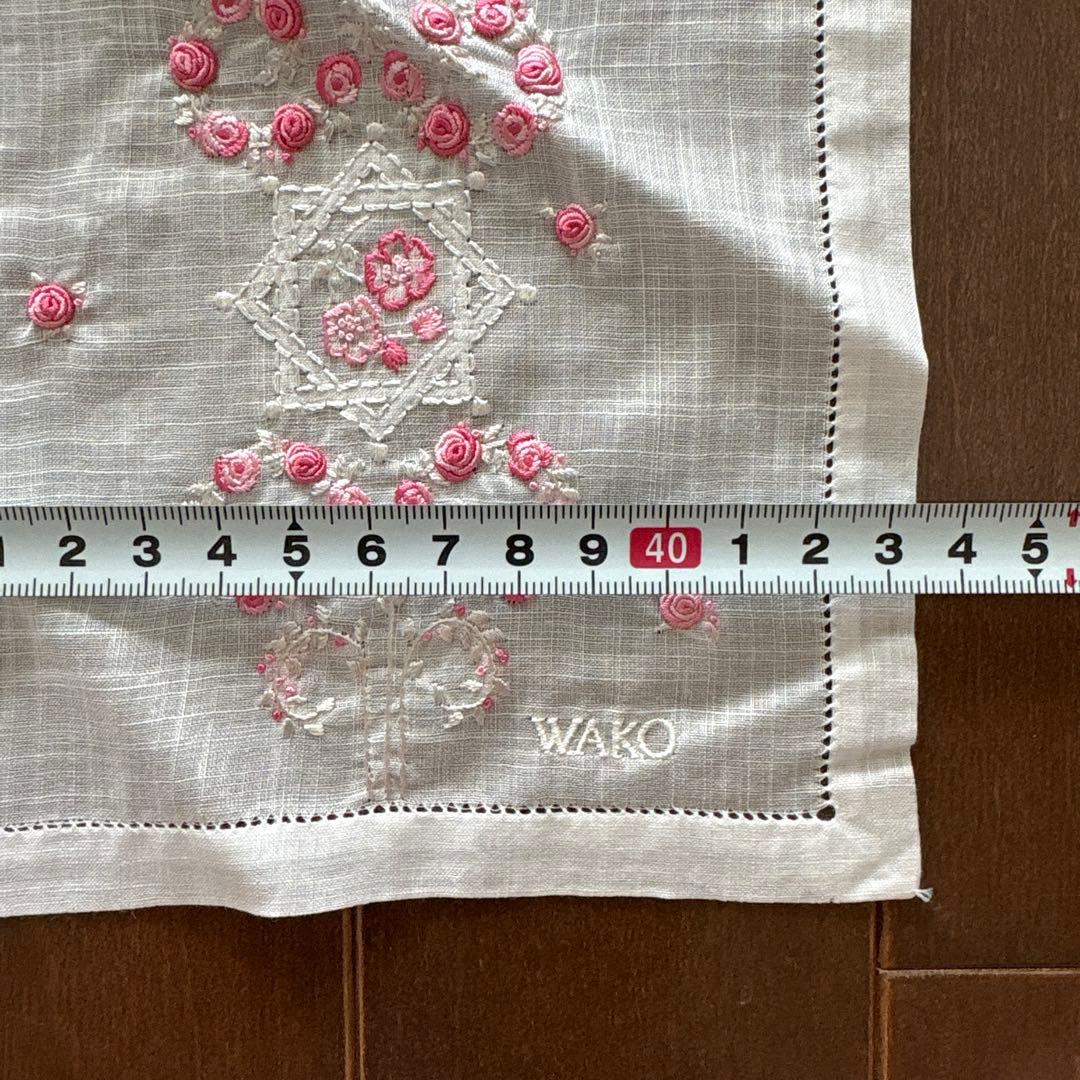 未使用　WAKO ベトナム製　手刺繍ハンカチ　タオルハンカチ　ワコウ　銀座和光