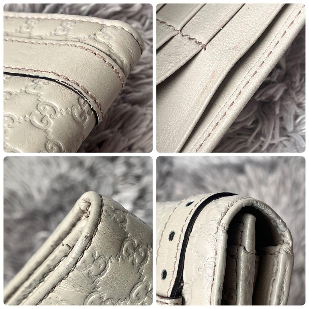 良品✨GUCCI マイクロシマ　ニース　長財布　ゴールド金具　ホワイトグレー