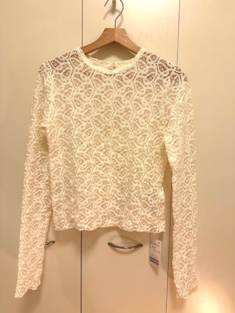 【新品未使用】IENAペイズリー ストレッチレースプルオーバー （ナチュラル）