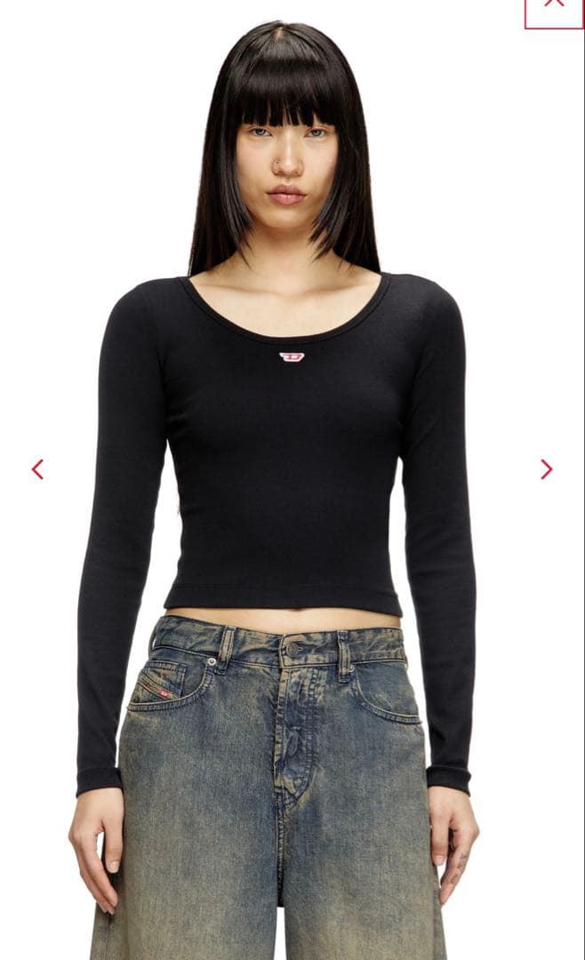 DIESEL レディース　長袖　D赤ロゴ　M 黒