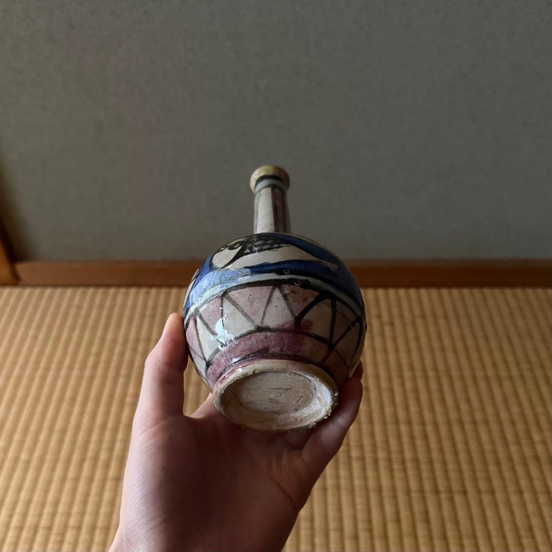 マジョリカ焼 マヨリカ焼 色絵魚文瓶 18世紀 古美術 骨董 デルフト 江戸時代