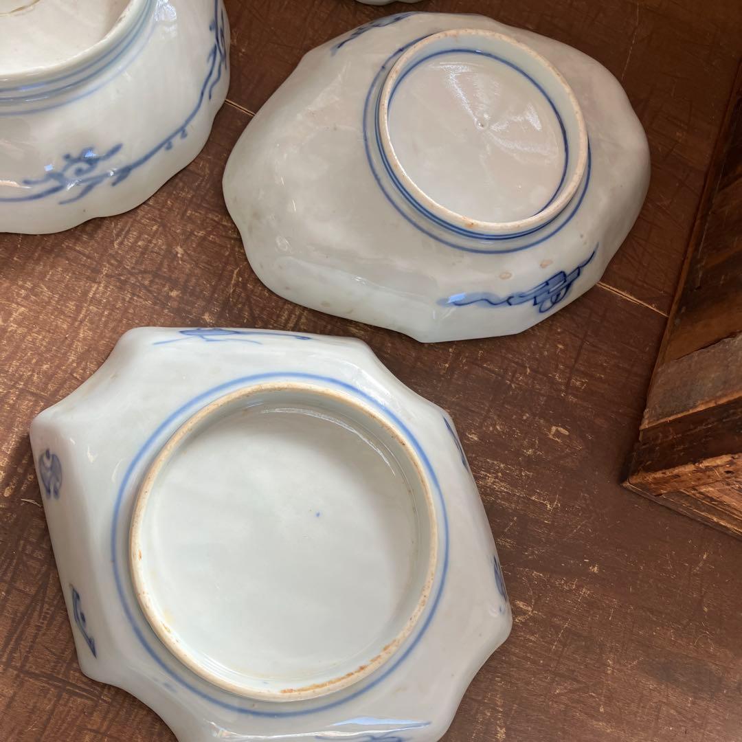 アンティーク　古伊万里　骨董　和食器 手描き色絵 6点セット