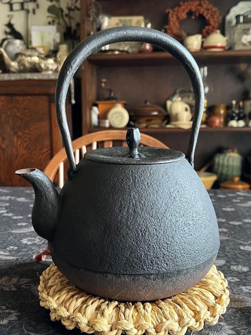 南部鉄瓶　釜定　秋の実　肌　鉄瓶