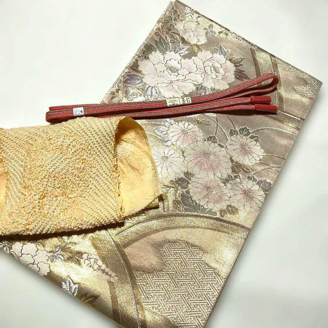 美品 淡いサーモン色 小菊付け下げ 訪問着フルセット 襦袢付き裄66 M寸