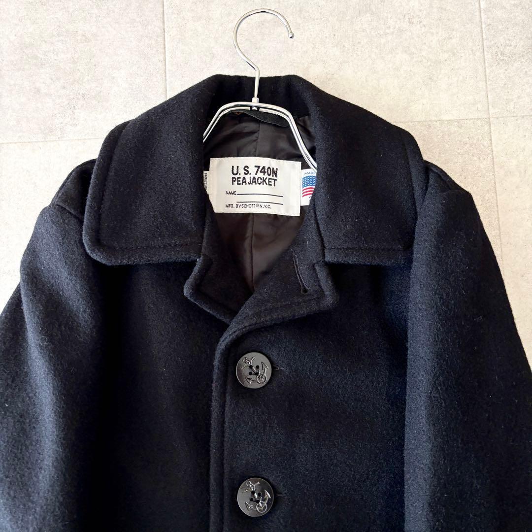 USA製✨️ショット シングルピーコート740N 34 黒 ウール メルトン