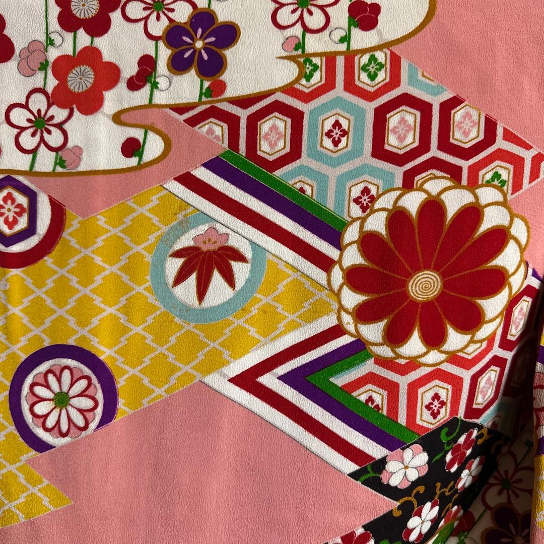 7歳着物　アンティークレトロ柄　着物単品　七五三着物　18ー5