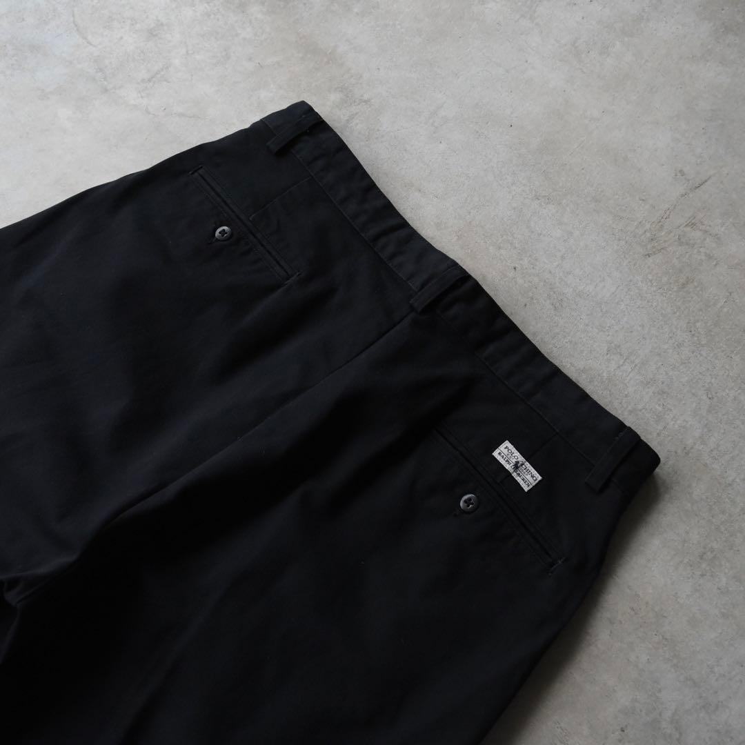 90s ラルフローレン ANDREW PANT ポロチノ黒 タックチノ USA