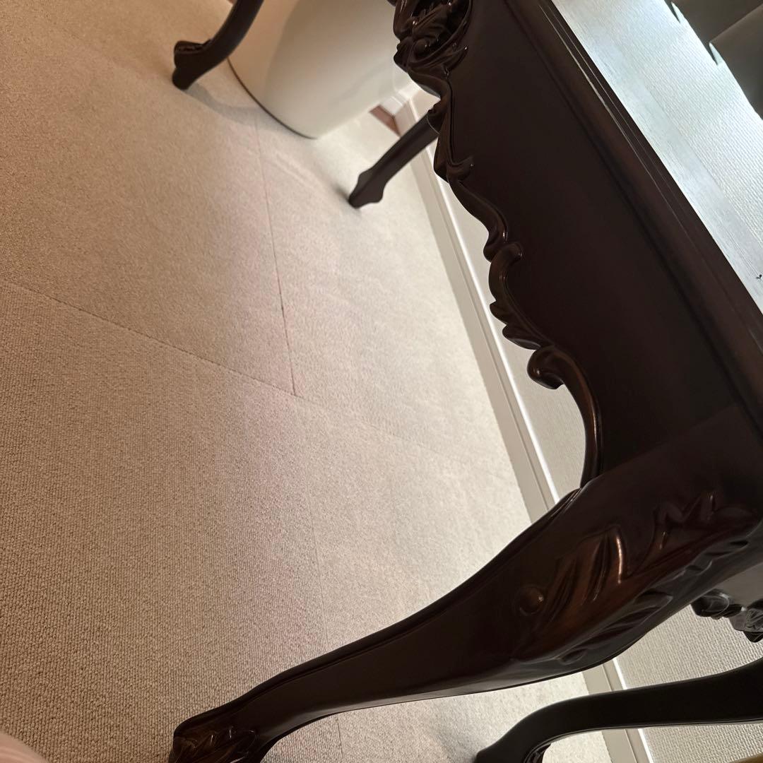 セール高級センターテーブルダークブラウン 猫足ロココ調ローテーブル アウトレット