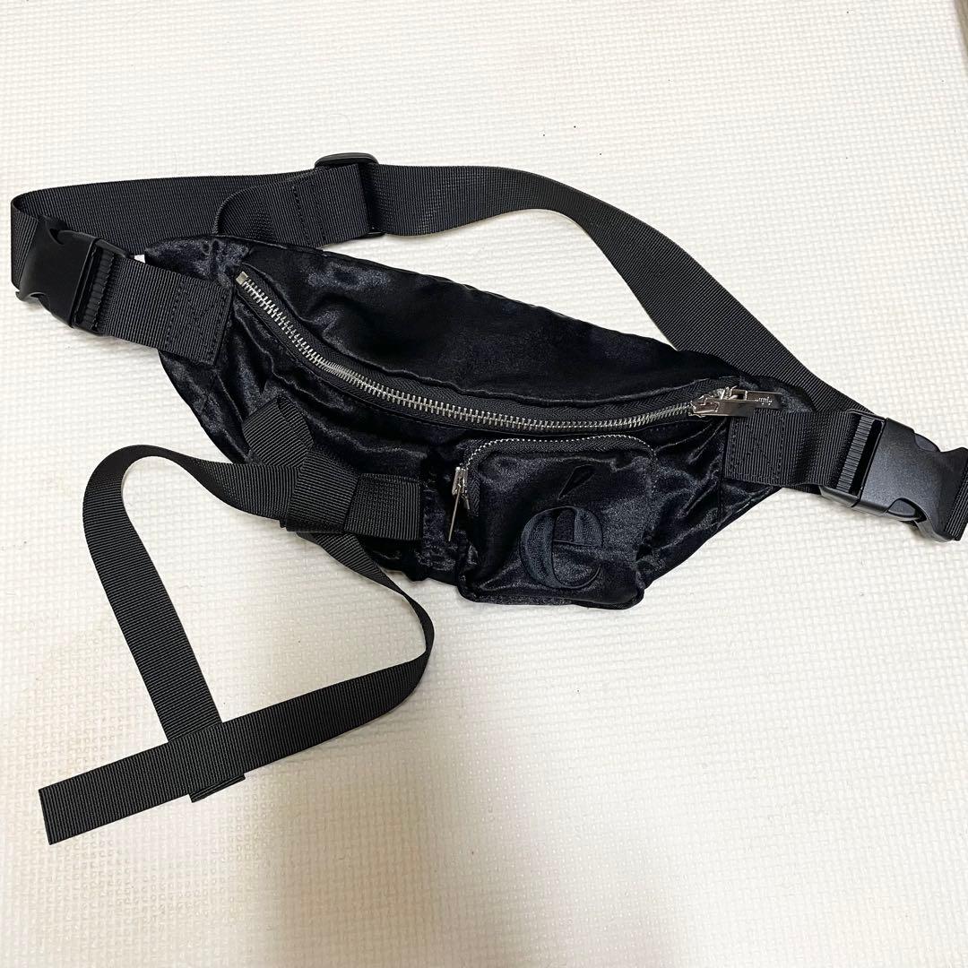 エピヌepine/リボンサテン2way ボディバッグ黒/ミニポーチショルダー