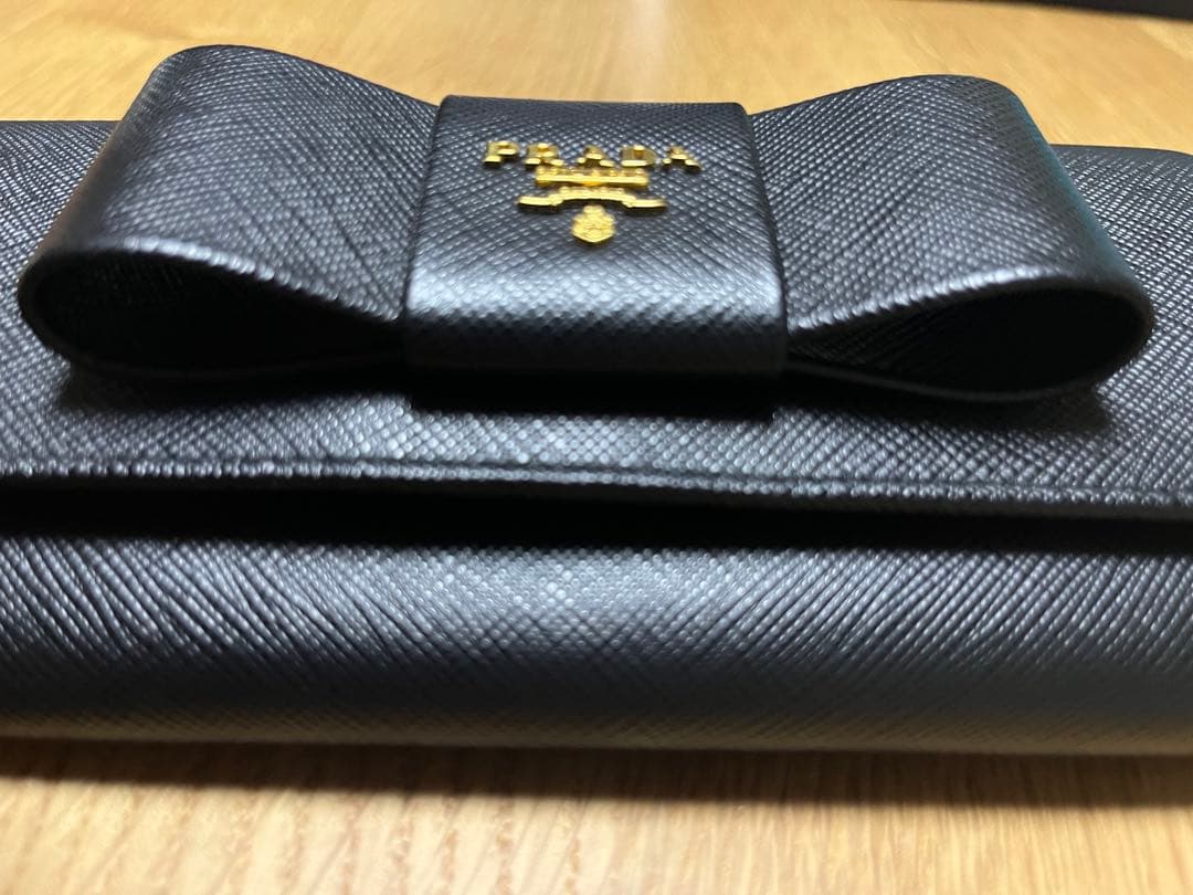 ☆美品☆ PRADA 長財布 リボン1MH132 サフィアーノ ブラック